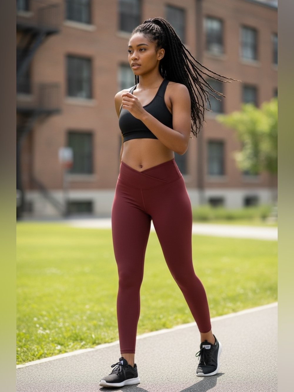 Aritzia GOLDEN High-Rise Burgundy Leggings